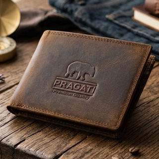 Luxusní pánská kožená peněženka hnědá s RFID ochranou premium kůže Master Pragati Excelent GTI 425